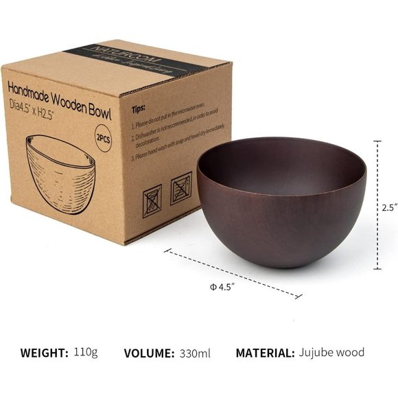 Set of 2 Handmade 4.5'' Diam x 2.5'' High Zen Style Rice & Miso Soup Bowls - Picture 2 of 6